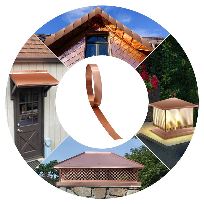 Uxney Copper Sheet Roll, 1000x30x1mm Copper Flashing Roll, 18 Gauge Thick Pure Copper Plate & Strip for Roofing, DIY Projects, House Repair, Crafts and Metal Working - Image 5